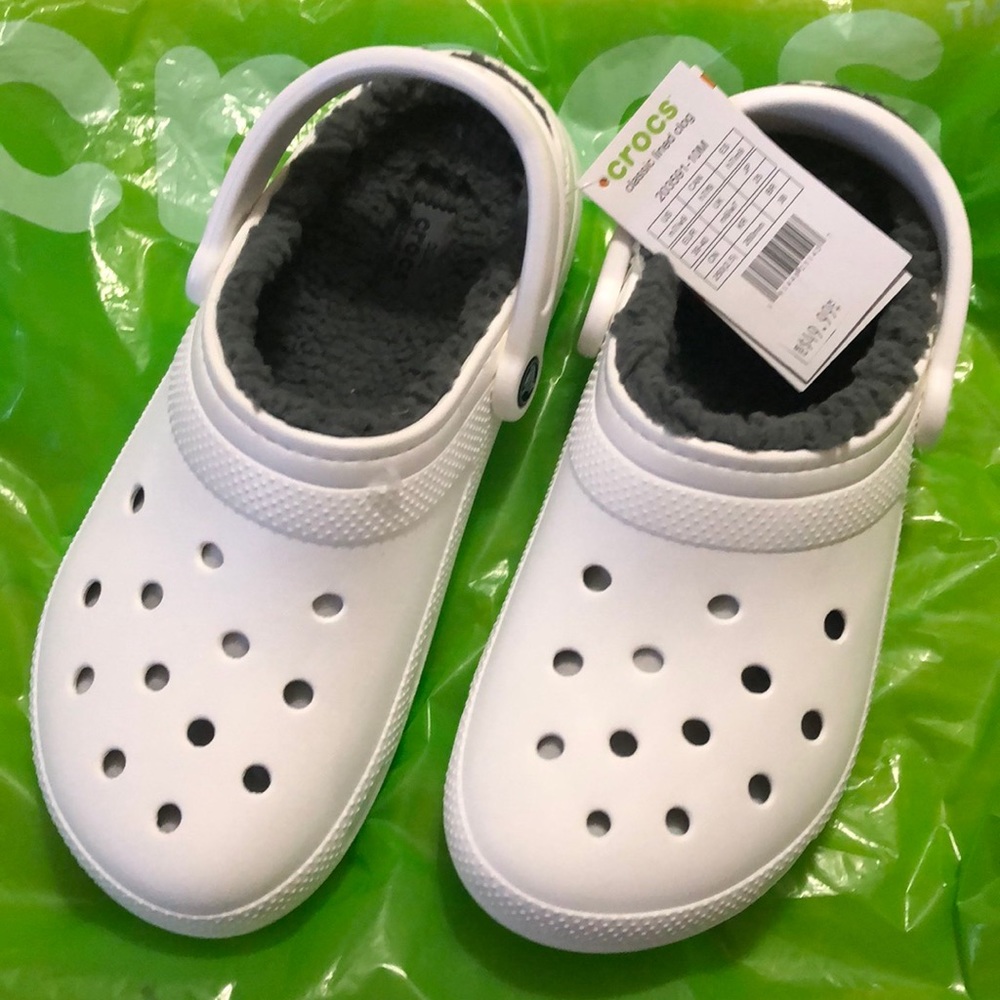 ❌SOLD❌ New Crocs - lined, all white, women 9/m 7